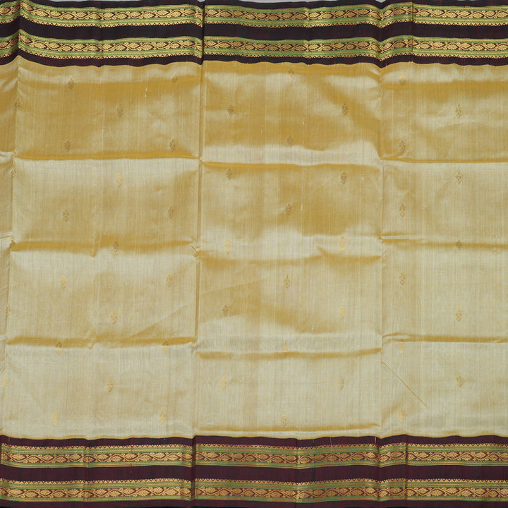 Hayagrivas Handloom Pure Silk Cotton Saree in Sandal with Dark Maroon KBE446E10-7