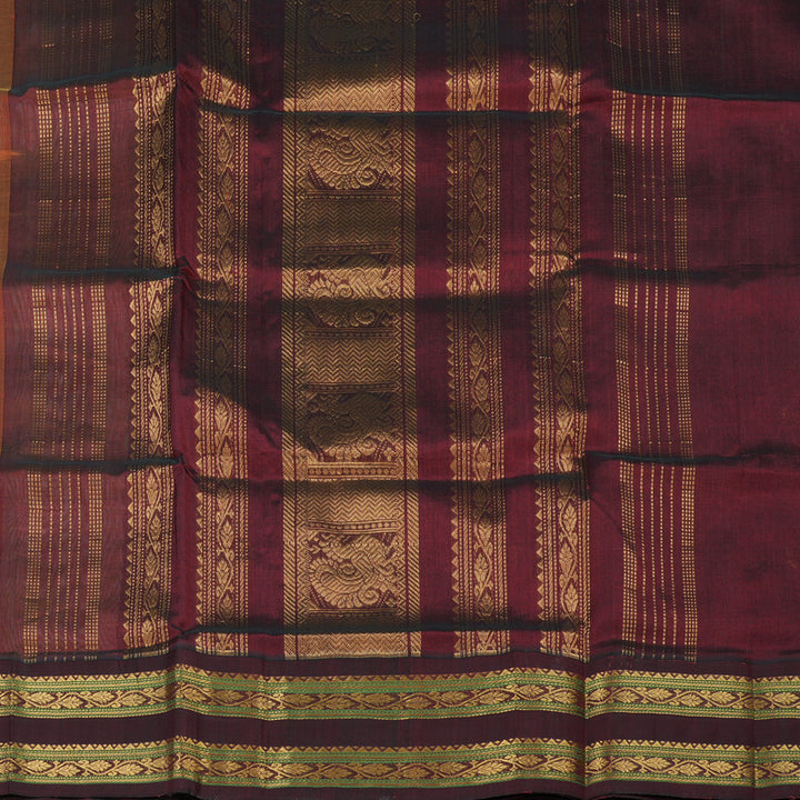 Hayagrivas Handloom Pure Silk Cotton Saree in Sandal with Dark Maroon KBE446E10-7