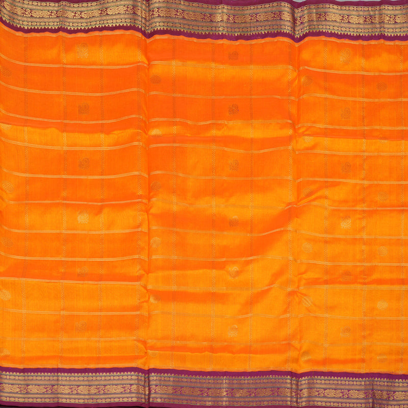 Hayagrivas Handloom Silk Cotton Saree in Mango yellow with Purple KBE446E11-13