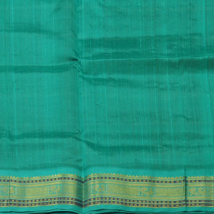 Hayagrivas Pure Silk Cotton Saree in Dark Brown with Sea Blue KBE446E11-16