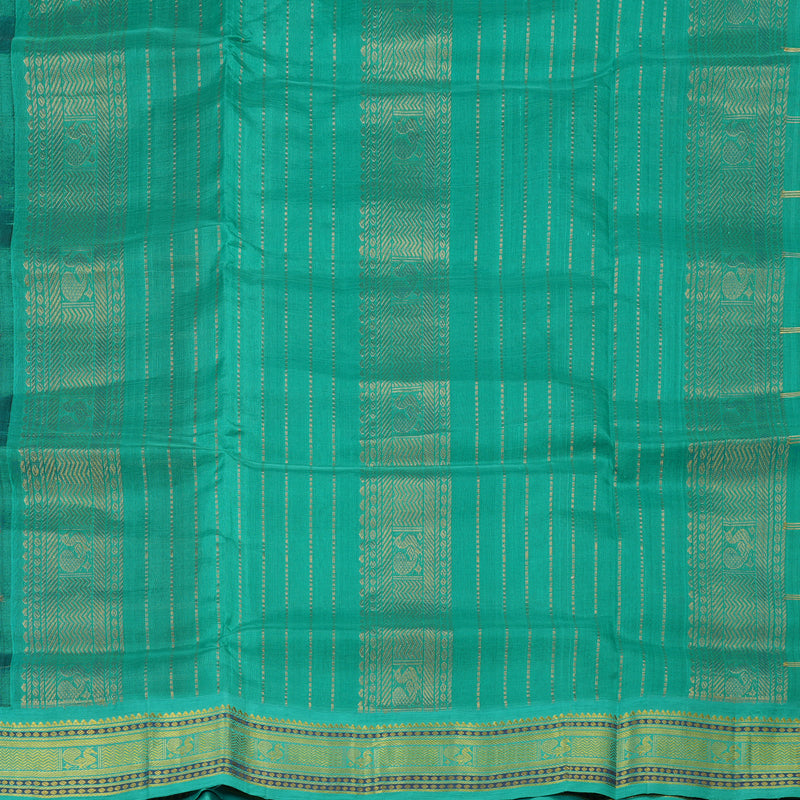 Hayagrivas Pure Silk Cotton Saree in Dark Brown with Sea Blue KBE446E11-16