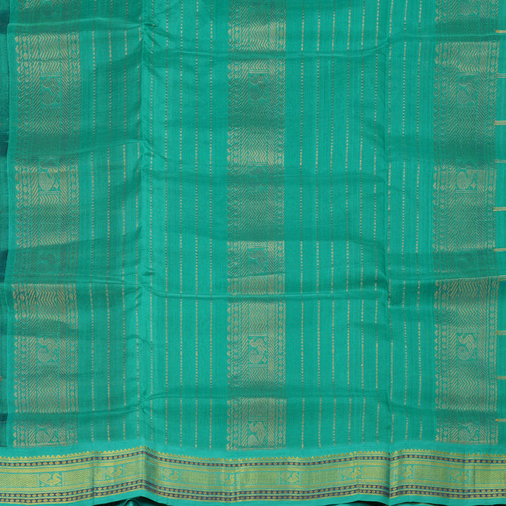 Hayagrivas Pure Silk Cotton Saree in Dark Brown with Sea Blue KBE446E11-16