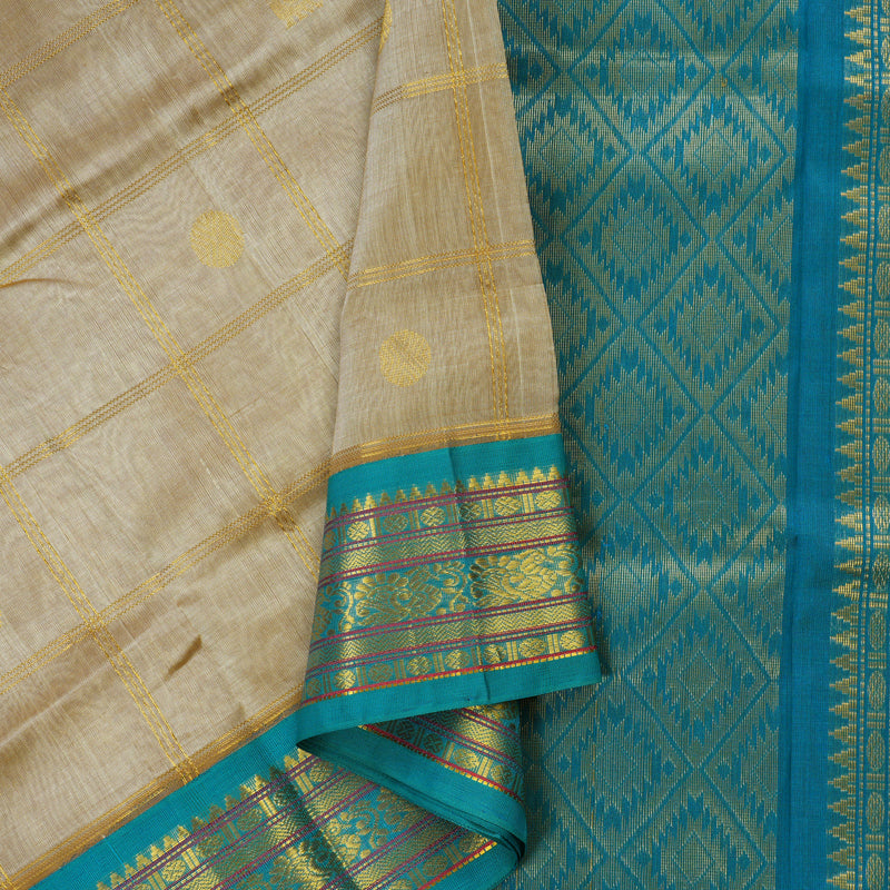 Hayagrivas Handloom Pure Silk Cotton Saree in Understated Beige KBE446E11-5