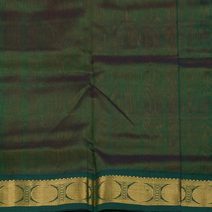 Hayagrivas Handloom Silk Cotton saree in vibrant Orange with Dark Green  KBE446E11-6