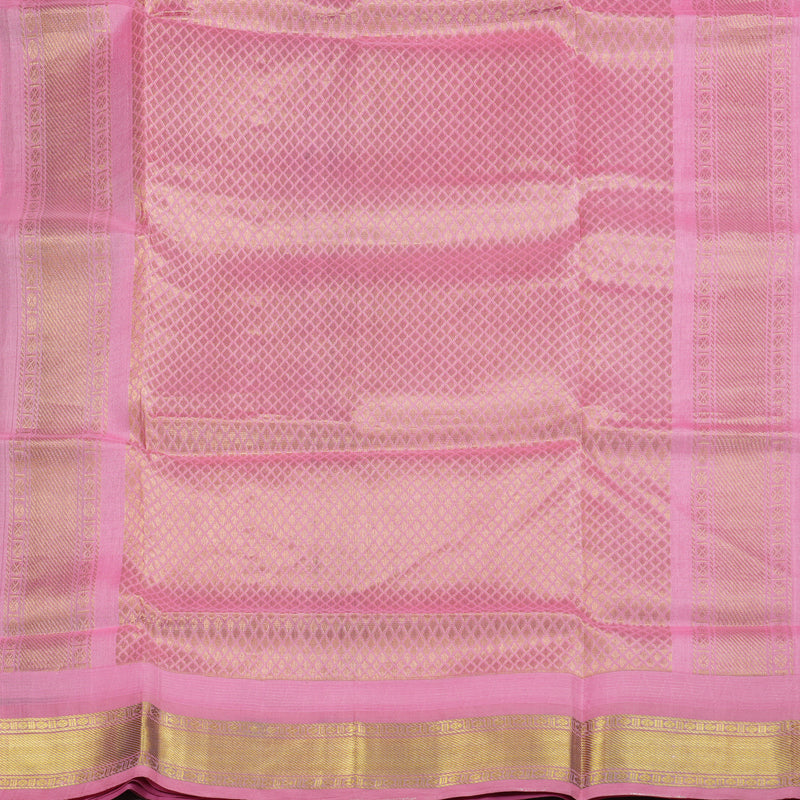 Hayagrivas Handloom Kanjivaram silk cotton saree in Dark brown with Baby pink KBE446E12-7