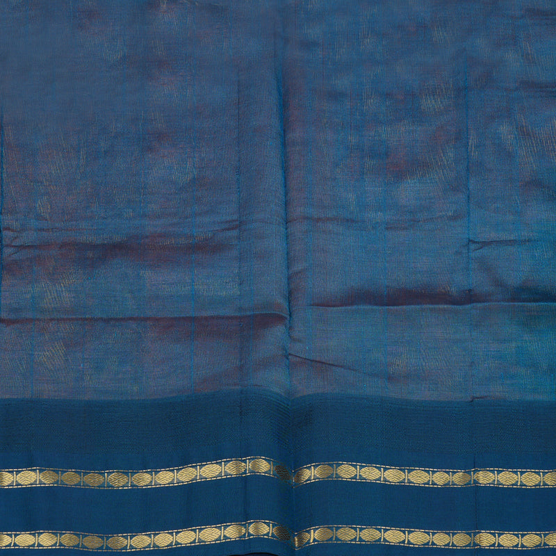 Hayagrivas Handloom Kanjivaram silk cotton saree in Mango yellow with dark sky blue KBE446E13-1