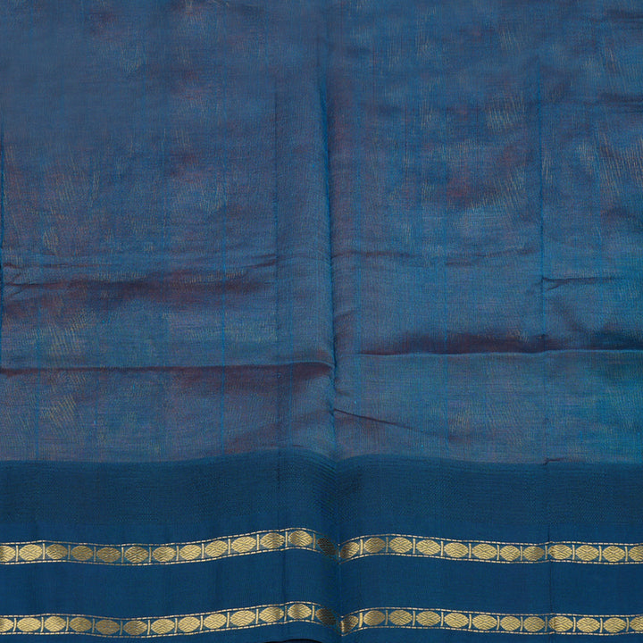 Hayagrivas Handloom Kanjivaram silk cotton saree in Mango yellow with dark sky blue KBE446E13-1