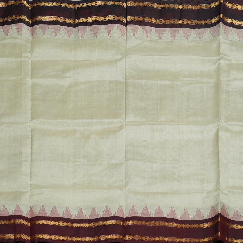 Hayagrivas handloom kanjivaram silk cotton saree in traditional half white with wine maroon KBE446E13-4