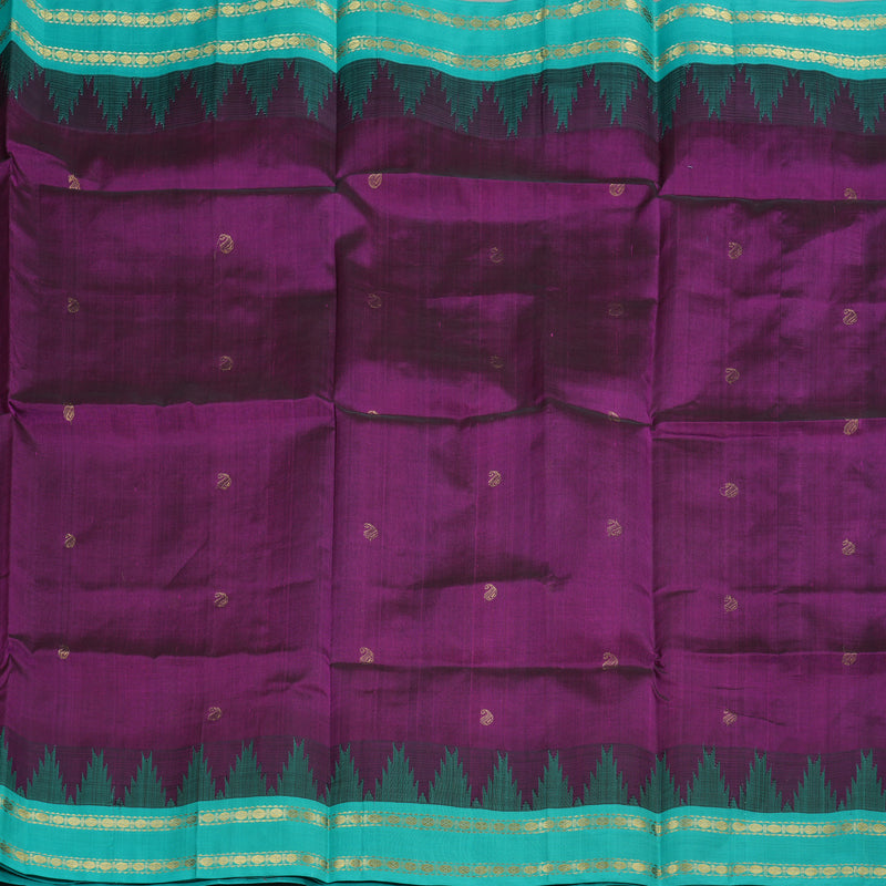 Hayagrivas Handloom Kanjivaram silk cotton saree in Attractive purple with sea blue KBE446E14-1