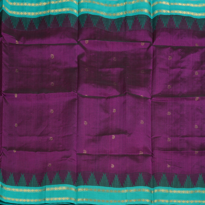 Hayagrivas Handloom Kanjivaram silk cotton saree in Attractive purple with sea blue KBE446E14-1