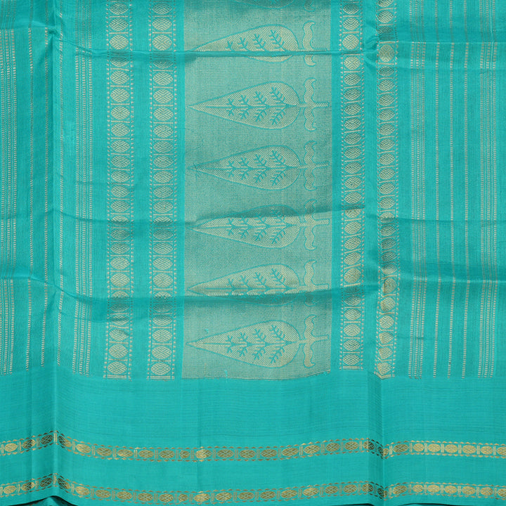 Hayagrivas Handloom Kanjivaram silk cotton saree in Attractive purple with sea blue KBE446E14-1