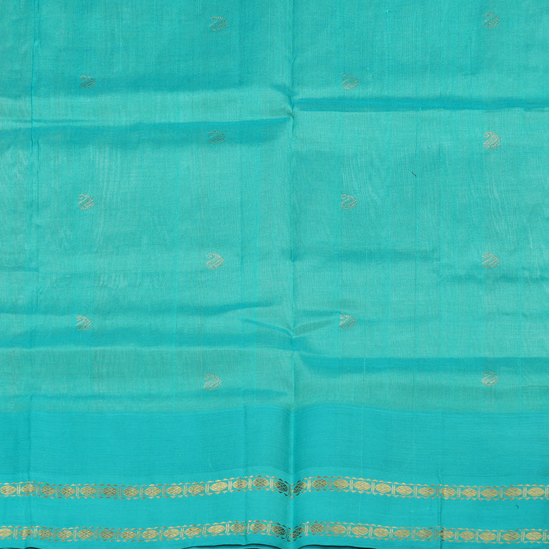 Hayagrivas Handloom Kanjivaram silk cotton saree in Sandal with sky blue KBE446E14-2