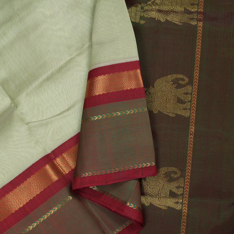 Hayagrivas Handloom kanjivaram silk cotton saree in Silver grey with manthalir KBE446E15-1
