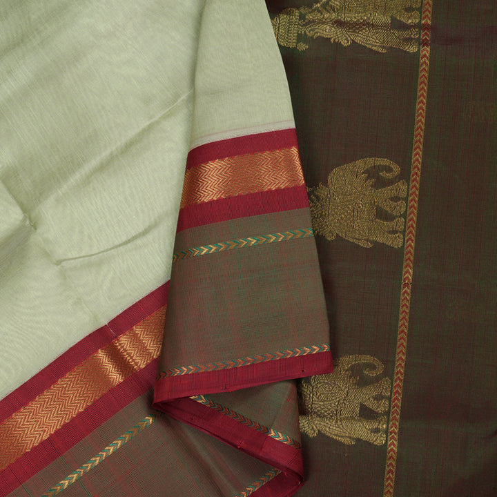 Hayagrivas Handloom kanjivaram silk cotton saree in Silver grey with manthalir KBE446E15-1