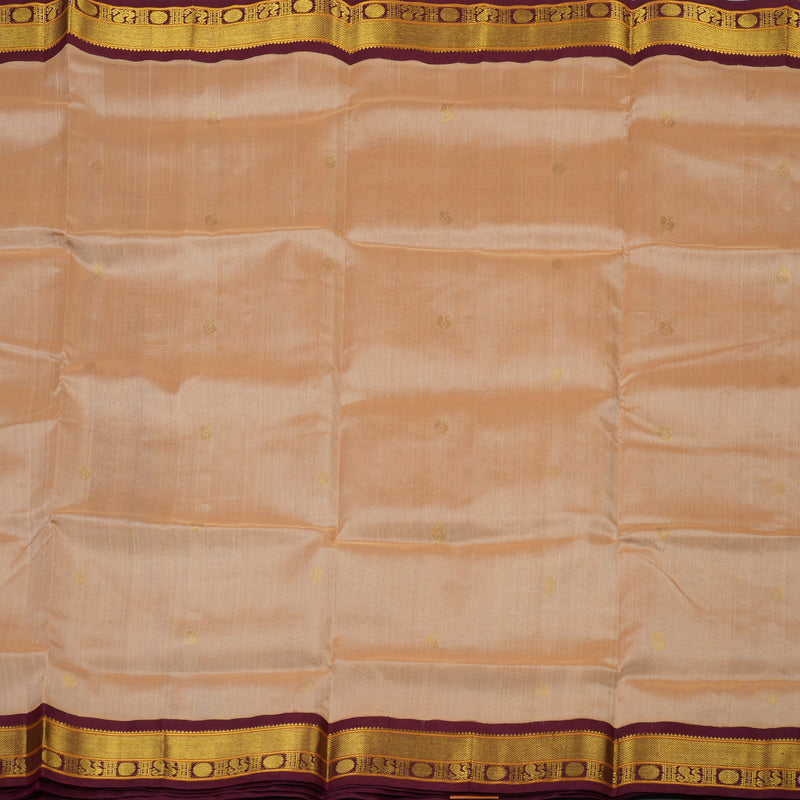 Hayagrivas Pure Silk Cotton Saree in Sandal with Maroon KBE446E2-1
