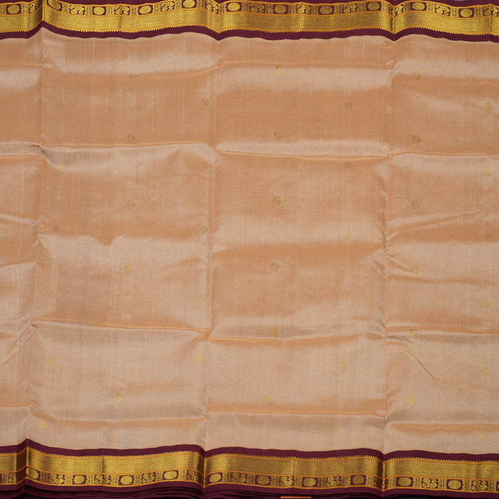 Hayagrivas Pure Silk Cotton Saree in Sandal with Maroon KBE446E2-1