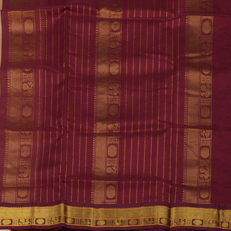 Hayagrivas Pure Silk Cotton Saree in Sandal with Maroon KBE446E2-1