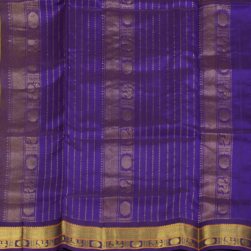 Hayagrivas Handloom kanjivaram silk cotton saree in Lemon yellow with Blue KBE446E2-2