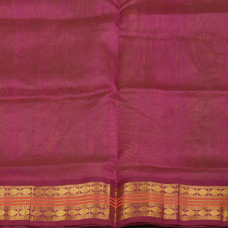 Hayagrivas handloom silk cotton saree in fluorescent green with purple KBE446E2-4