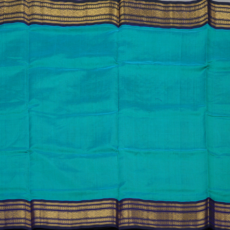 Hayagrivas Pure Silk Cotton saree in Aqua Blue with Blue KBE446E3-10