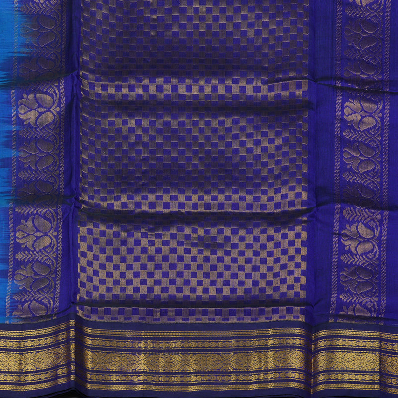 Hayagrivas Pure Silk Cotton saree in Aqua Blue with Blue KBE446E3-10