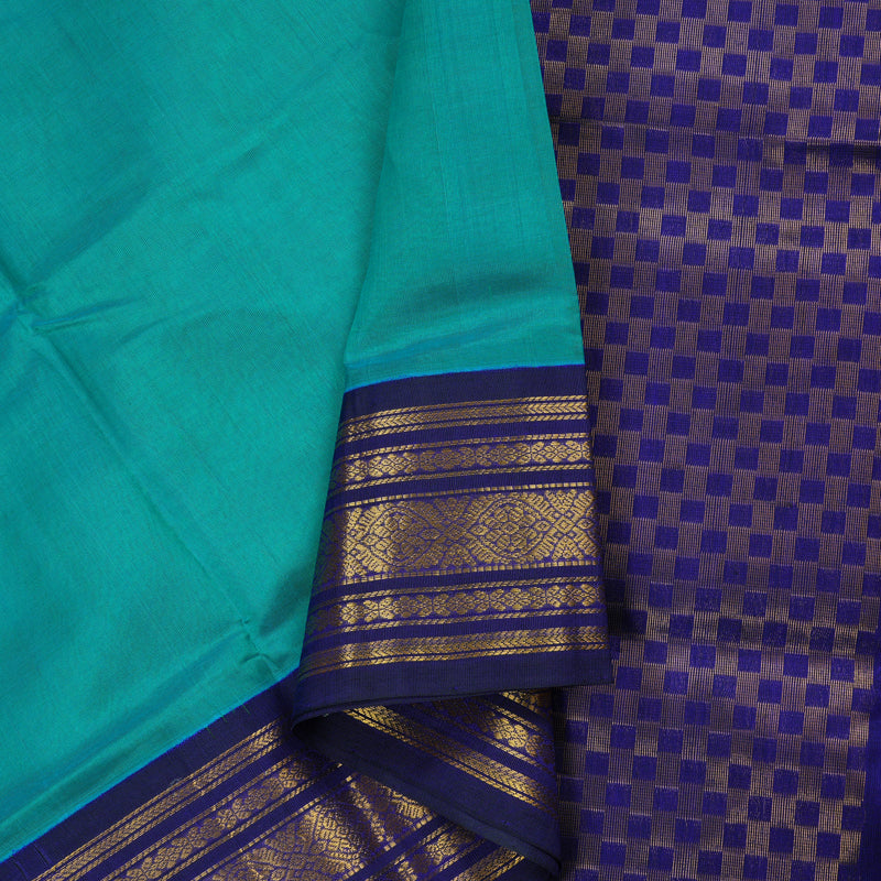 Hayagrivas Pure Silk Cotton saree in Aqua Blue with Blue KBE446E3-10