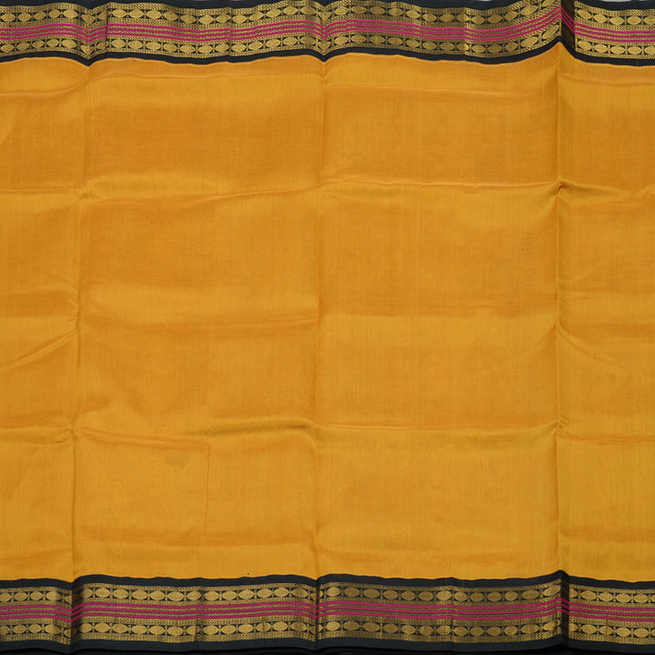 Hayagrivas Pure Silk Cotton Saree in Mustard Yellow with Black KBE446E3-16