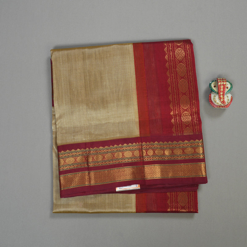 Hayagrivas Handloom Pure Silk Cotton Saree in Whimsical Sandal KBE446E3-8