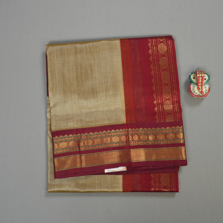 Hayagrivas Handloom Pure Silk Cotton Saree in Whimsical Sandal KBE446E3-8