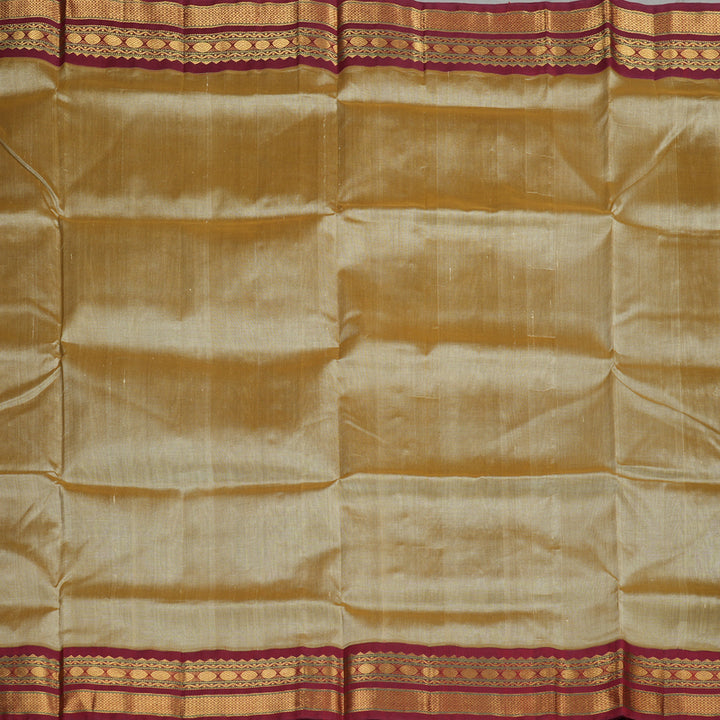 Hayagrivas Handloom Pure Silk Cotton Saree in Whimsical Sandal KBE446E3-8