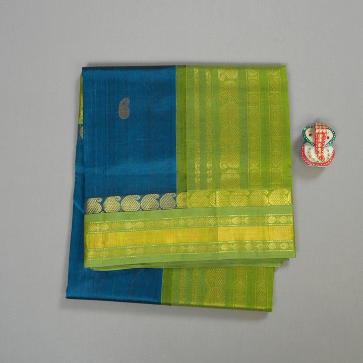 Hayagrivas Handloom Pure Silk Cotton Saree in Radiant Dark Sky Blue KBE446E4-1