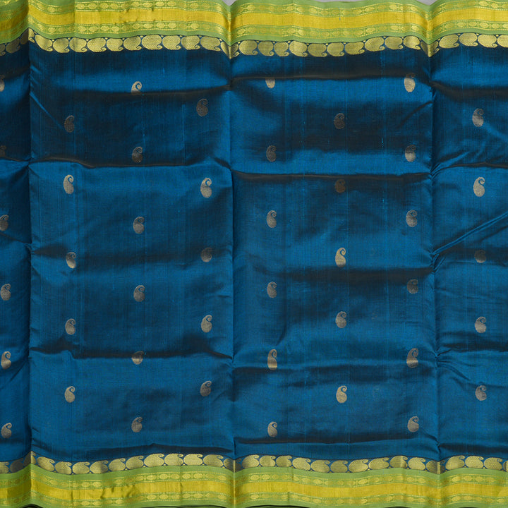 Hayagrivas Handloom Pure Silk Cotton Saree in Radiant Dark Sky Blue KBE446E4-1