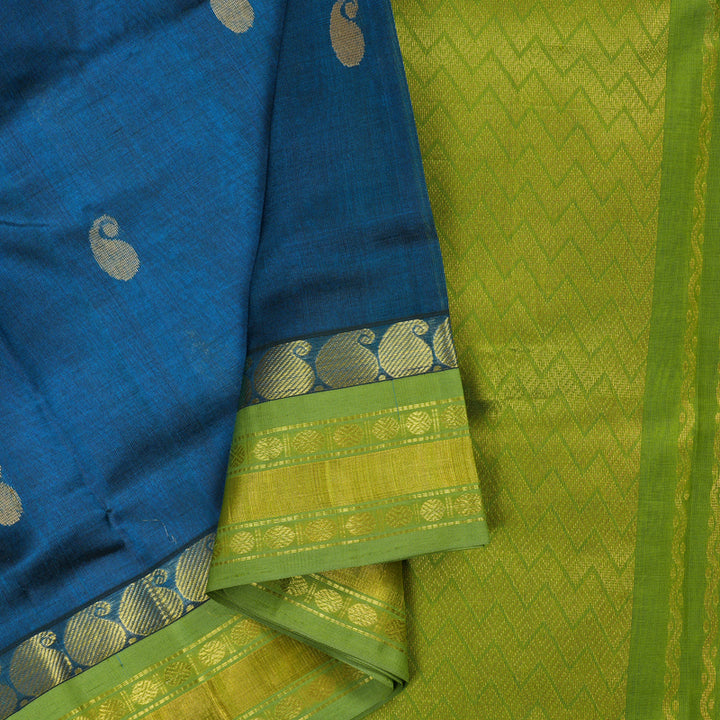 Hayagrivas Handloom Pure Silk Cotton Saree in Radiant Dark Sky Blue KBE446E4-1