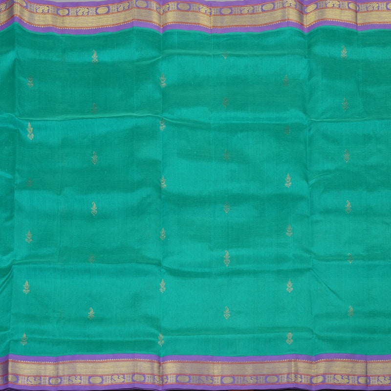 Hayagrivas Handloom Pure Silk Cotton Saree In Light Sea Green with Lavendar KBE446E4-2