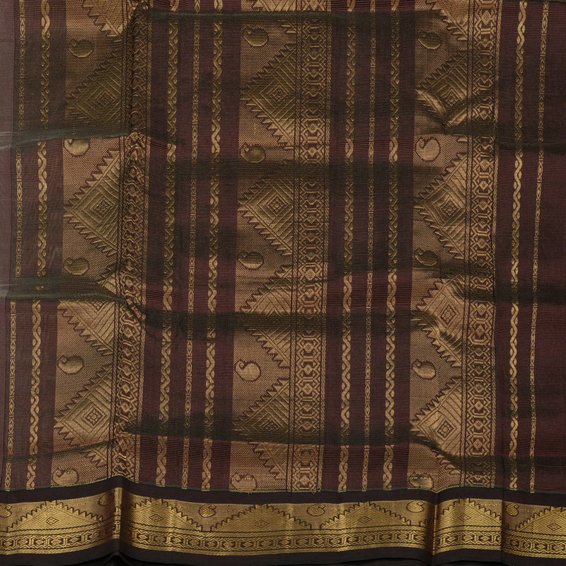 Hayagrivas Pure Silk Cotton saree in Light Elaichi Green with Dark Brown KBE446E5-2