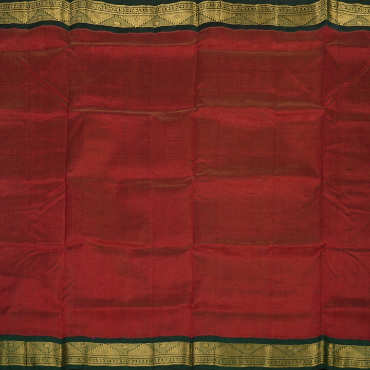 Hayagrivas Pure Silk Cotton Saree in Deep Red with Bottle Green KBE446E5-3