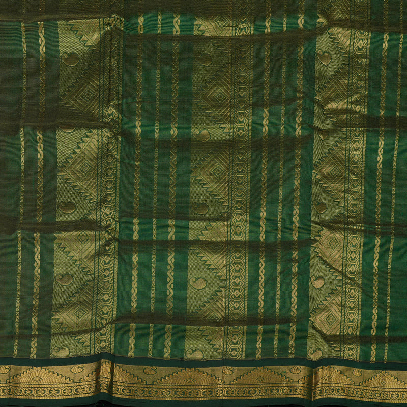 Hayagrivas Pure Silk Cotton Saree in Deep Red with Bottle Green KBE446E5-3