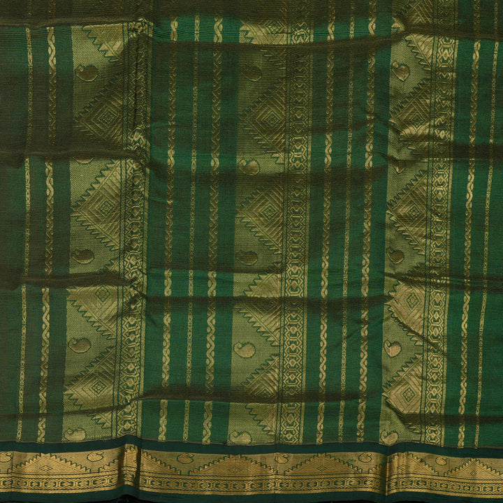 Hayagrivas Pure Silk Cotton Saree in Deep Red with Bottle Green KBE446E5-3