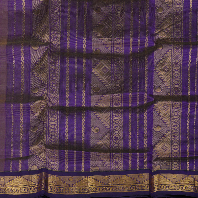 Hayagrivas Pure Silk Cotton saree in Beige with Deep Violet KBE446E5-4