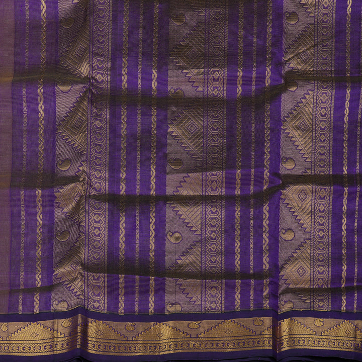 Hayagrivas Pure Silk Cotton saree in Beige with Deep Violet KBE446E5-4