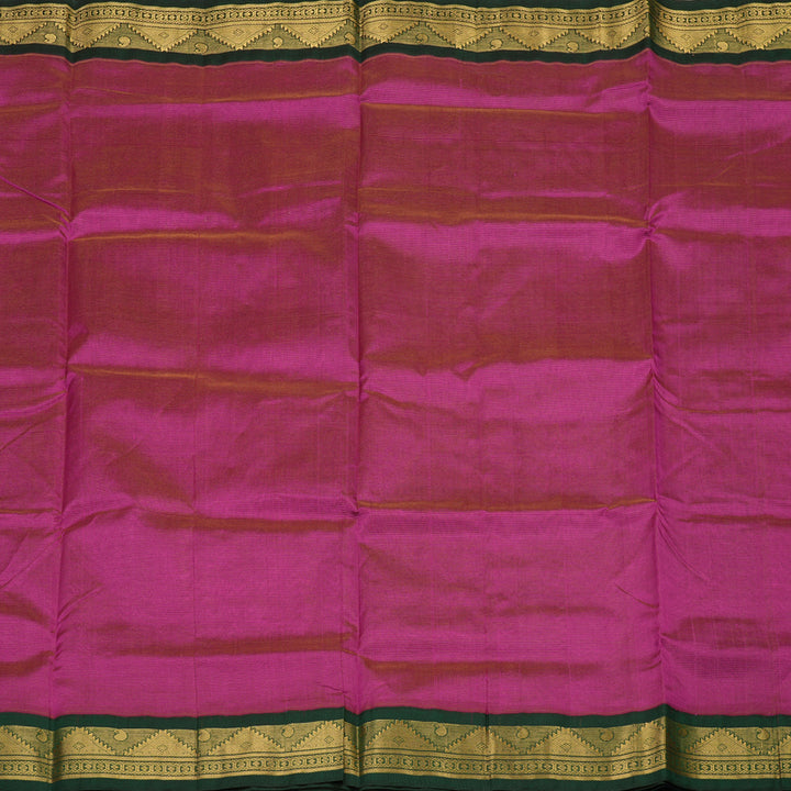 Hayagrivas Handloom Pure Silk Cotton Saree in striking  Deep pink with rich Bottle green KBE446E5-5