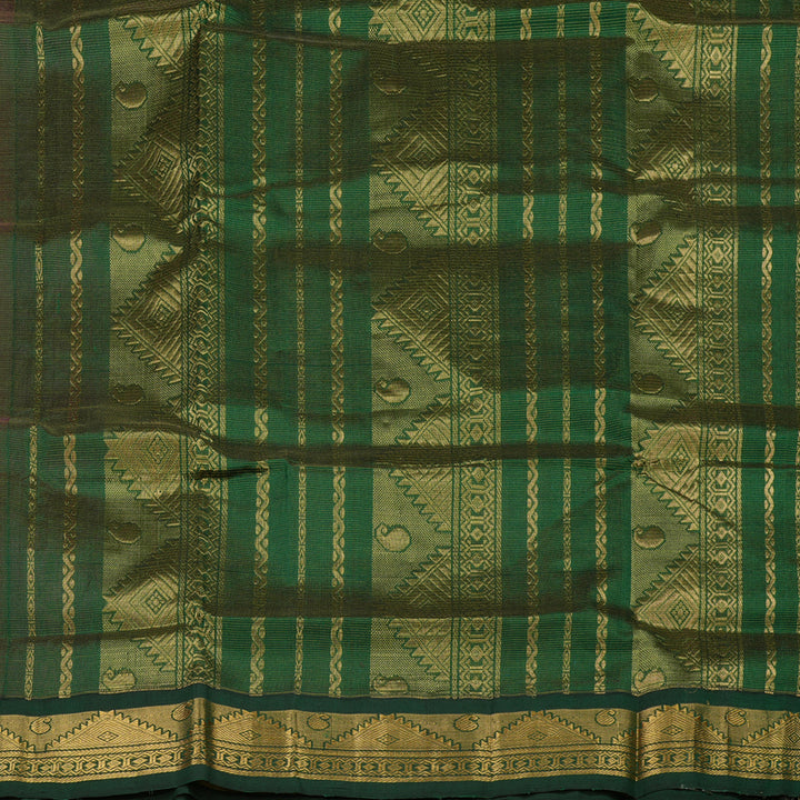 Hayagrivas Handloom Pure Silk Cotton Saree in striking  Deep pink with rich Bottle green KBE446E5-5