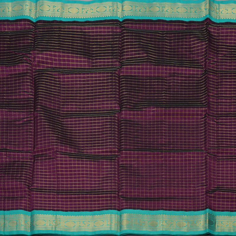 Hayagrivas Pure Silk Cotton saree in Purple with Sea Blue KBE446E6-1