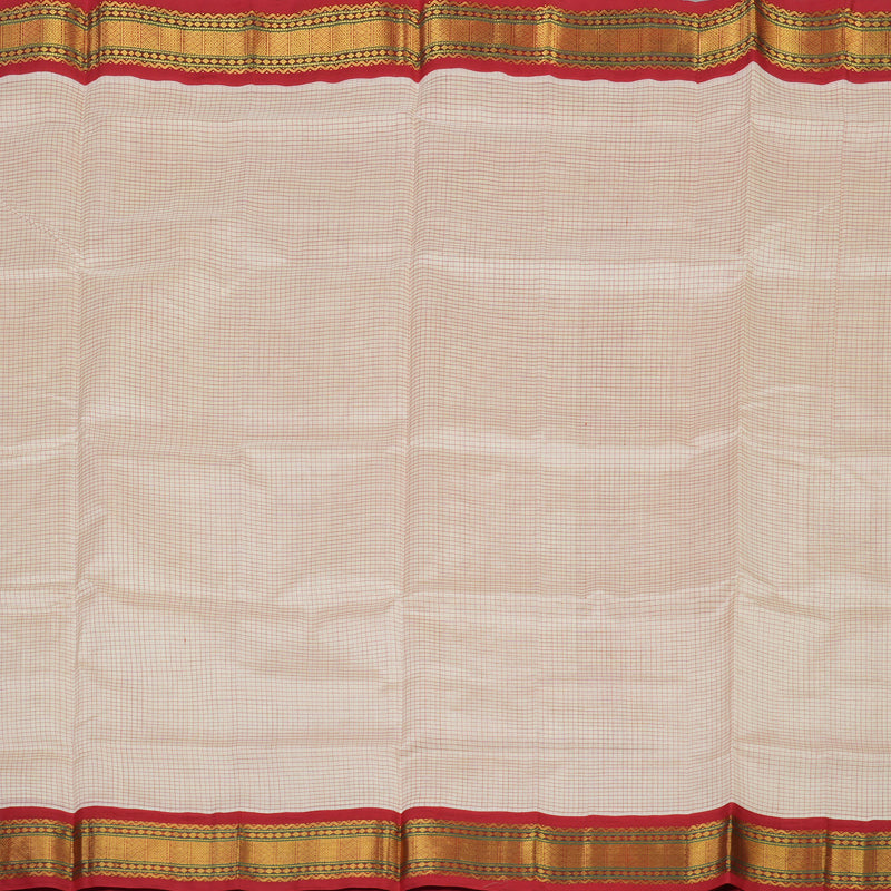 Hayagrivas Pure Silk Cotton Saree in Half white with Red KBE446E8-3