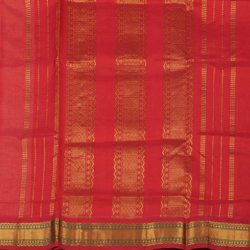 Hayagrivas Pure Silk Cotton Saree in Half white with Red KBE446E8-3