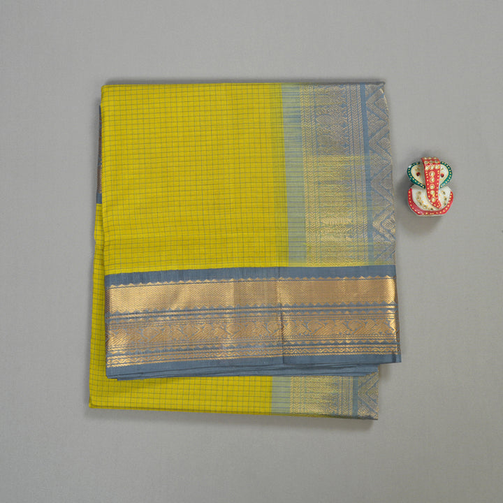 Hayagrivas Handloom Pure Silk Cotton Saree in Shimmering Lemon Yellow KBE446E8-8