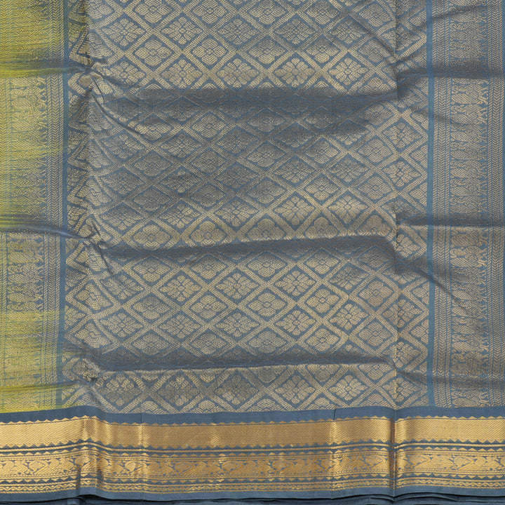 Hayagrivas Handloom Pure Silk Cotton Saree in Shimmering Lemon Yellow KBE446E8-8