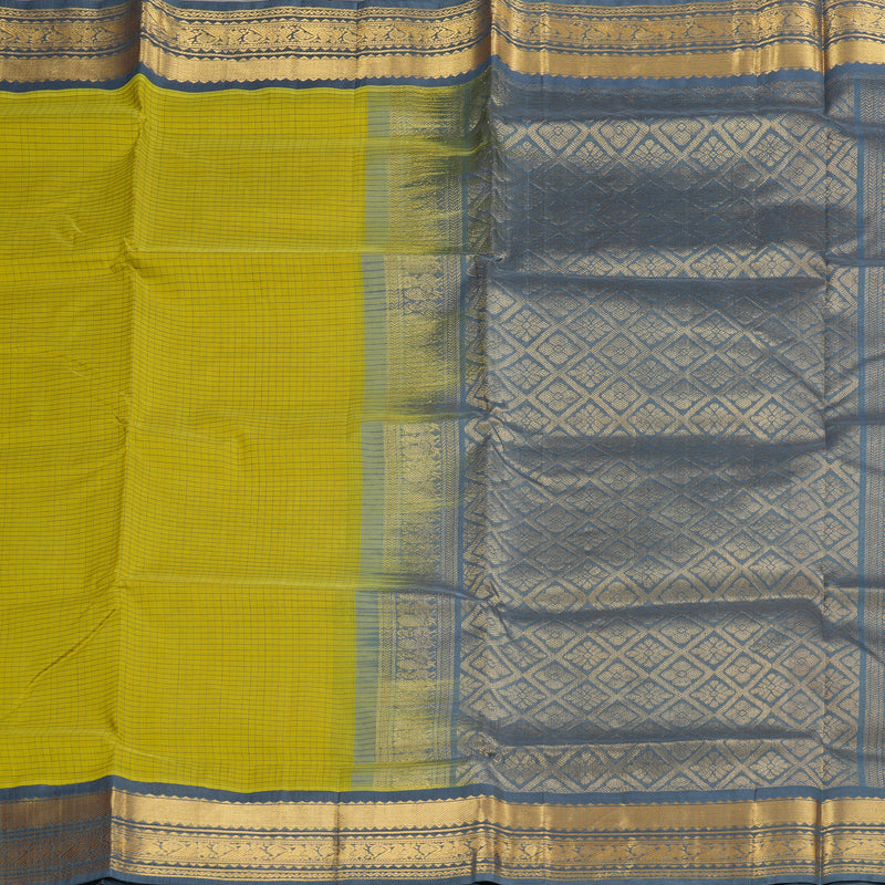 Hayagrivas Handloom Pure Silk Cotton Saree in Shimmering Lemon Yellow KBE446E8-8