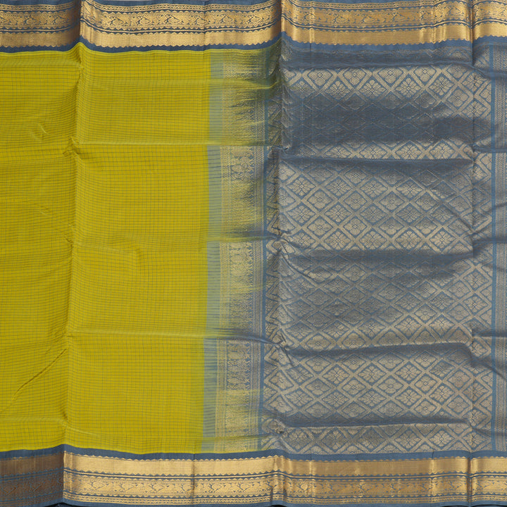 Hayagrivas Handloom Pure Silk Cotton Saree in Shimmering Lemon Yellow KBE446E8-8