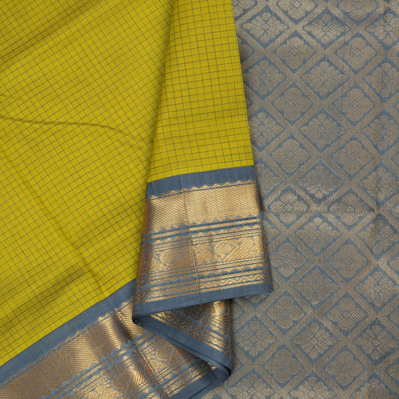 Hayagrivas Handloom Pure Silk Cotton Saree in Shimmering Lemon Yellow KBE446E8-8